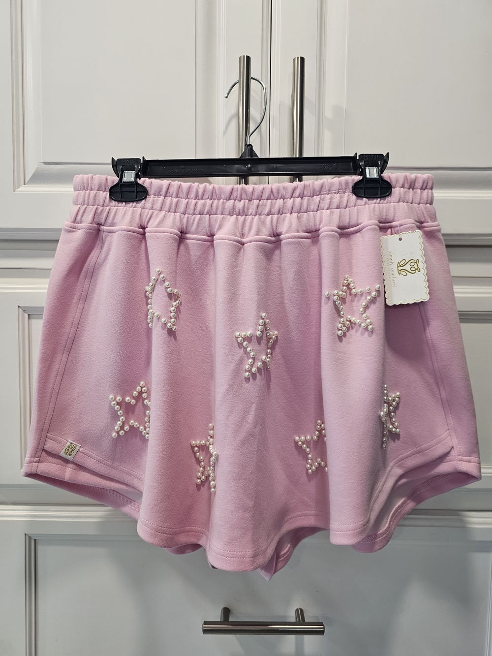 BOUTIQUE SALE!Simply Southern Embellished Pink Women's Skort - Pearl Star Accent